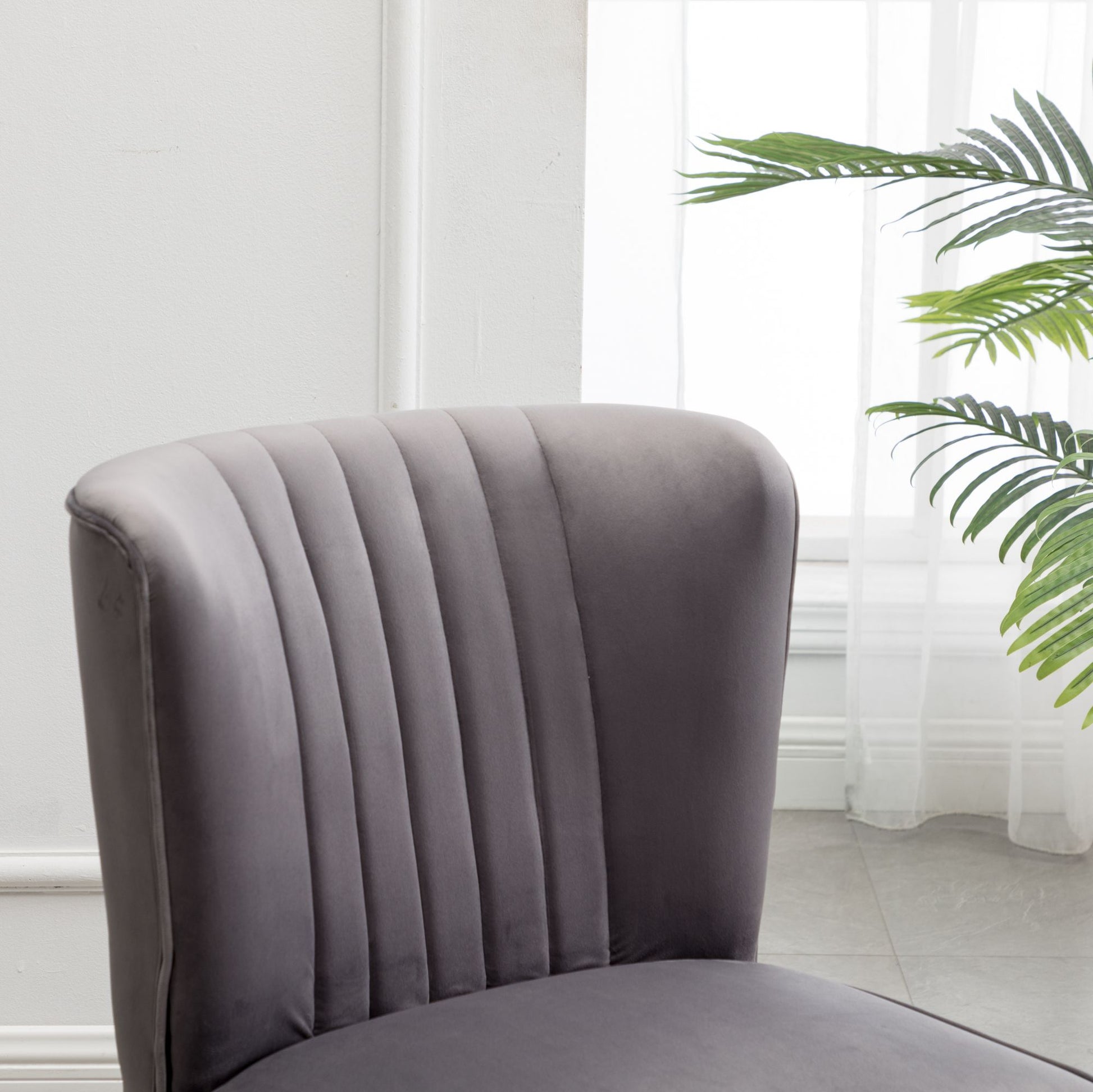 Elon Contemporary Velvet Upholstered Accent Chair, Gray image 10