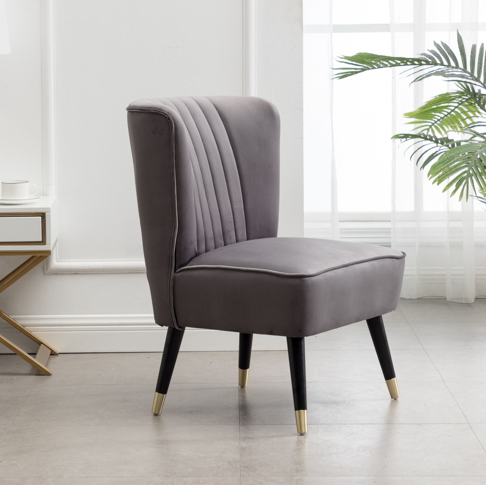 Elon Contemporary Velvet Upholstered Accent Chair, Gray image 12