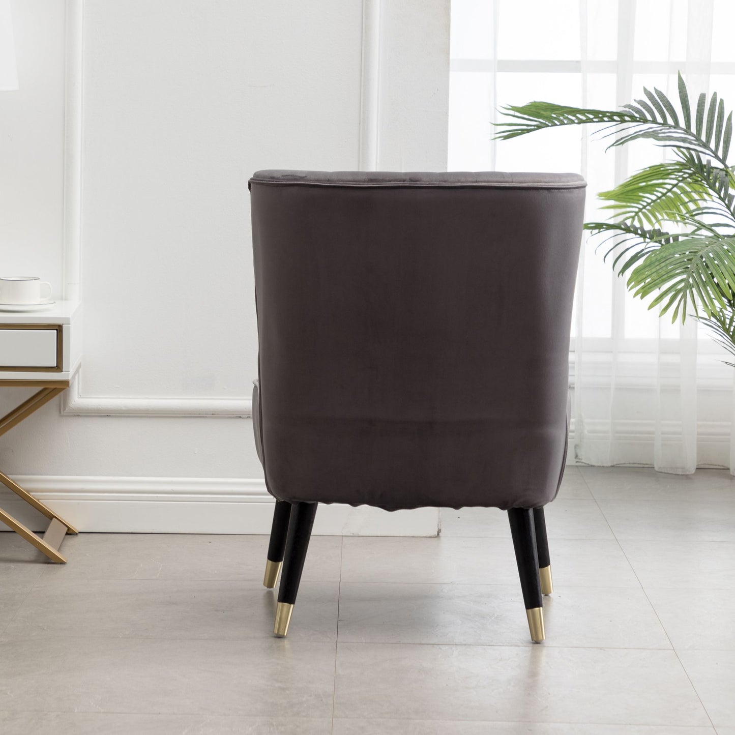 Elon Contemporary Velvet Upholstered Accent Chair, Gray image 11