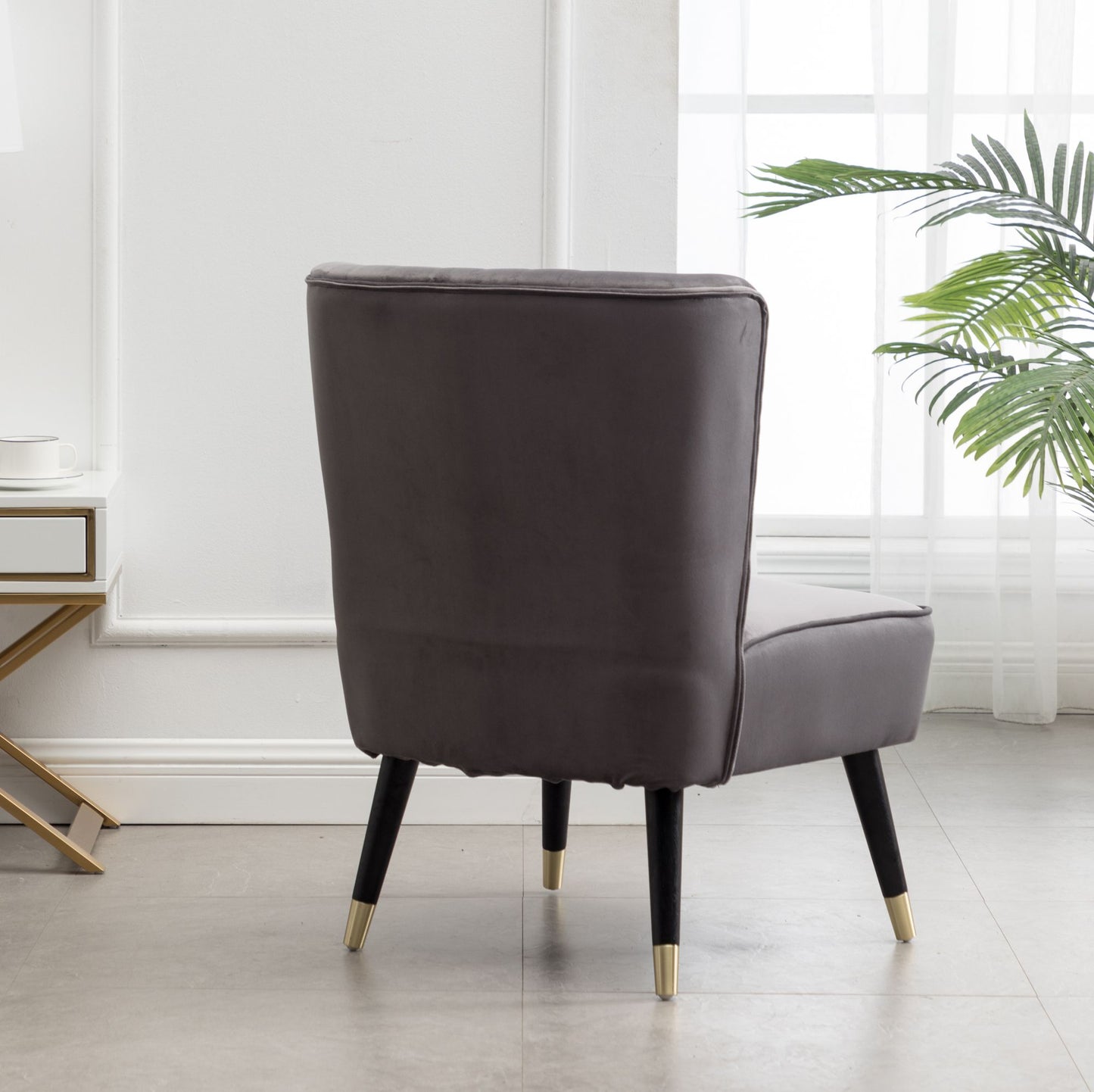 Elon Contemporary Velvet Upholstered Accent Chair, Gray image 13