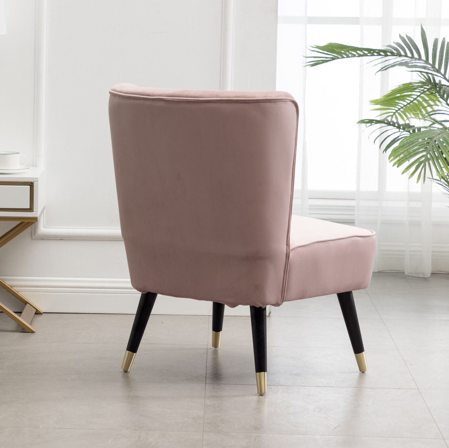 Elon Contemporary Velvet Upholstered Accent Chair, Pink image 4