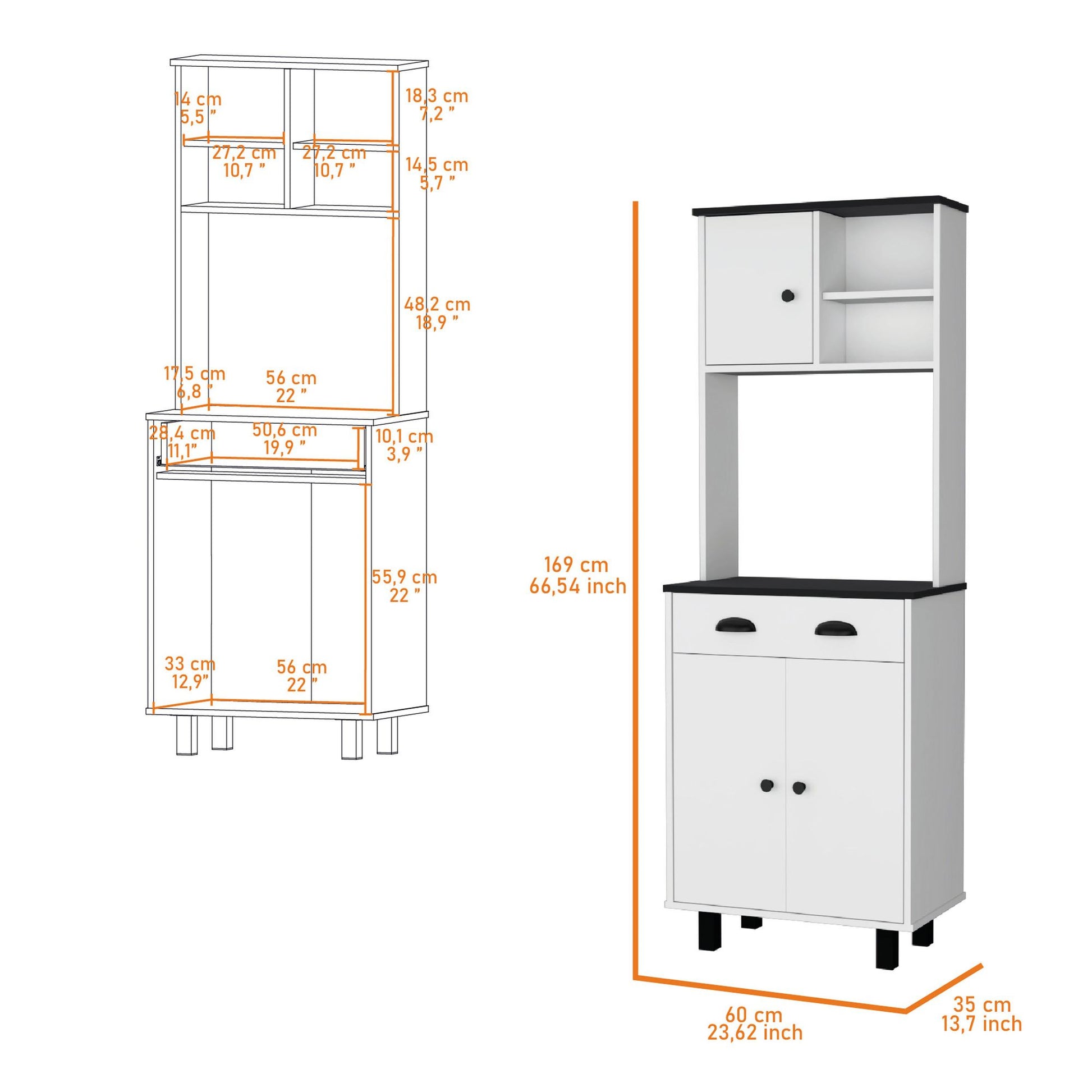 Emily White and Wengue 1-Drawer Kitchen Pantry image 6