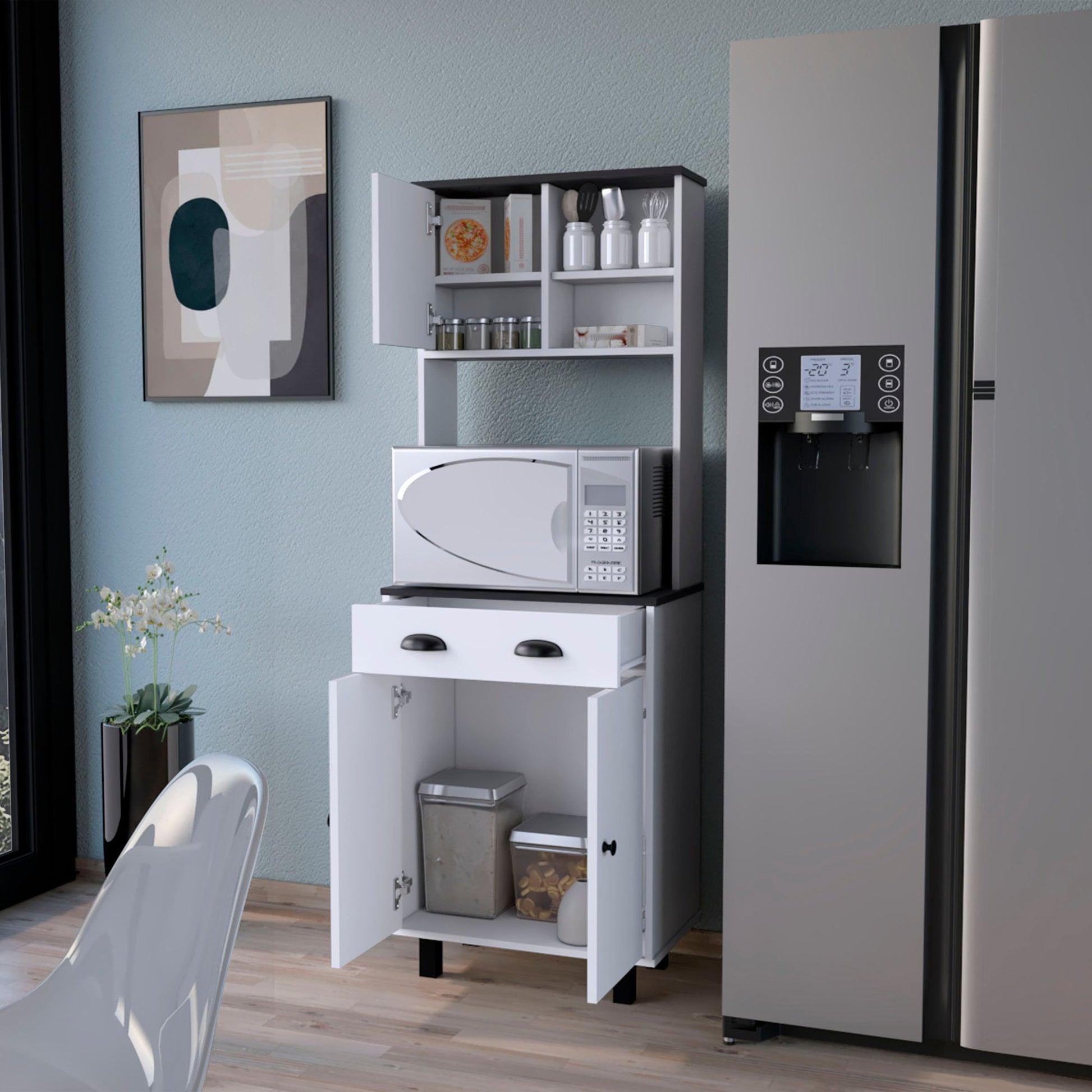 Emily White and Wengue 1-Drawer Kitchen Pantry image 2