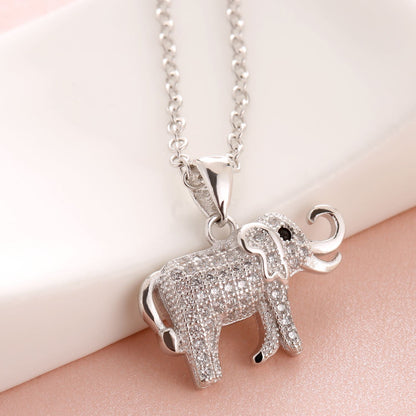 Emma Manor 14k White Gold Plated Cubic Zirconia Elephant Pendant Necklace image 3