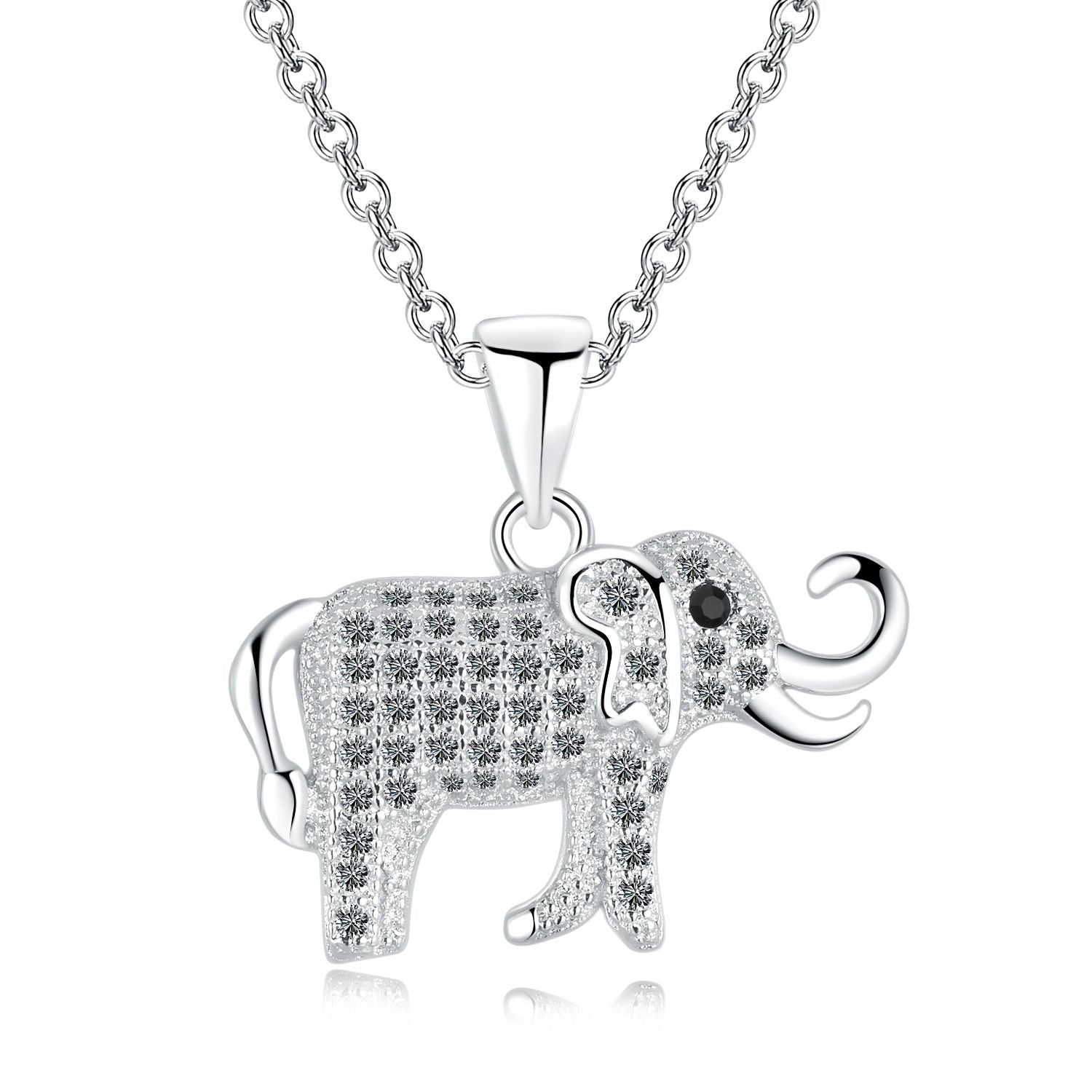 Emma Manor 14k White Gold Plated Cubic Zirconia Elephant Pendant Necklace image 1