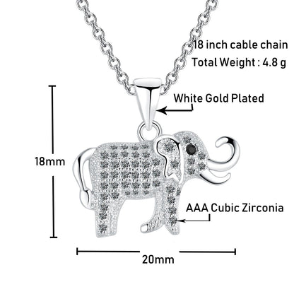 Emma Manor 14k White Gold Plated Cubic Zirconia Elephant Pendant Necklace image 4