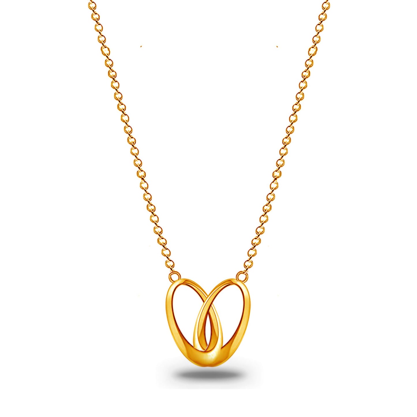 Emma Manor 18k Gold Plated Double Ring Love Heart Pendant Necklace for Women image 1