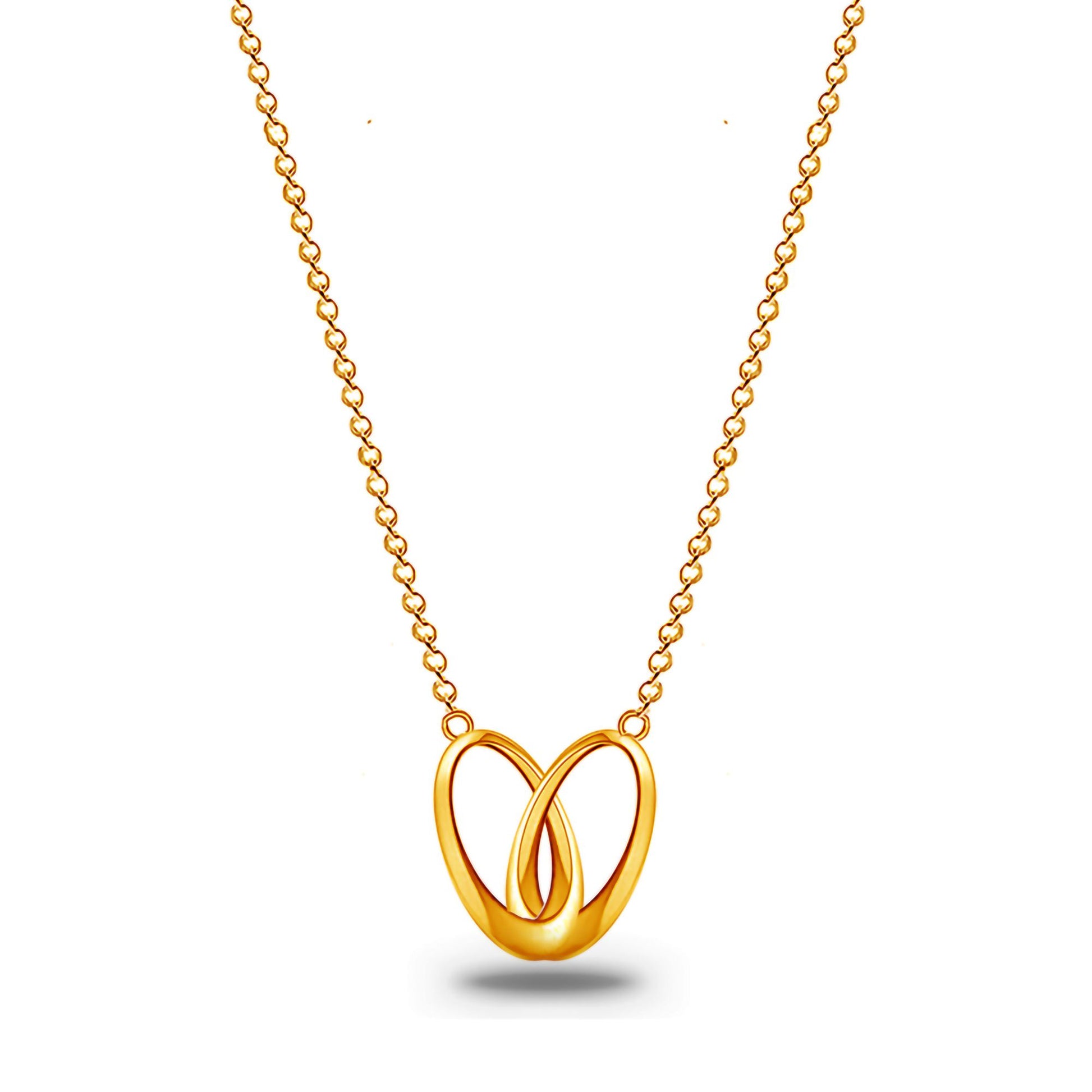 Emma Manor 18k Gold Plated Double Ring Love Heart Pendant Necklace for Women image 1
