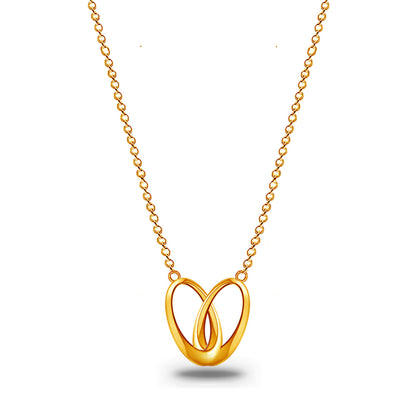 Emma Manor 18k Gold Plated Double Ring Love Heart Pendant Necklace for Women image 1