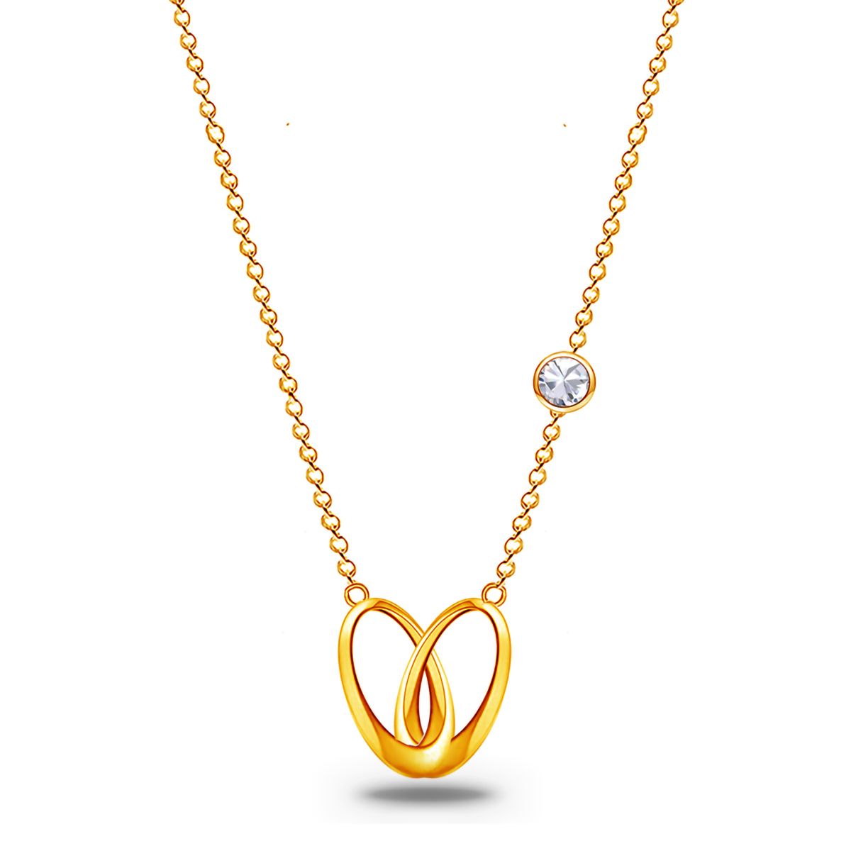 Emma Manor 18k Gold Plated Double Ring Love Heart Pendant Necklace for Women image 7