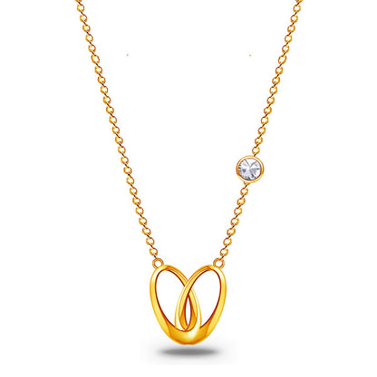 Emma Manor 18k Gold Plated Double Ring Love Heart Pendant Necklace for Women image 7