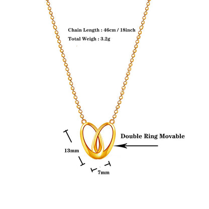 Emma Manor 18k Gold Plated Double Ring Love Heart Pendant Necklace for Women image 5