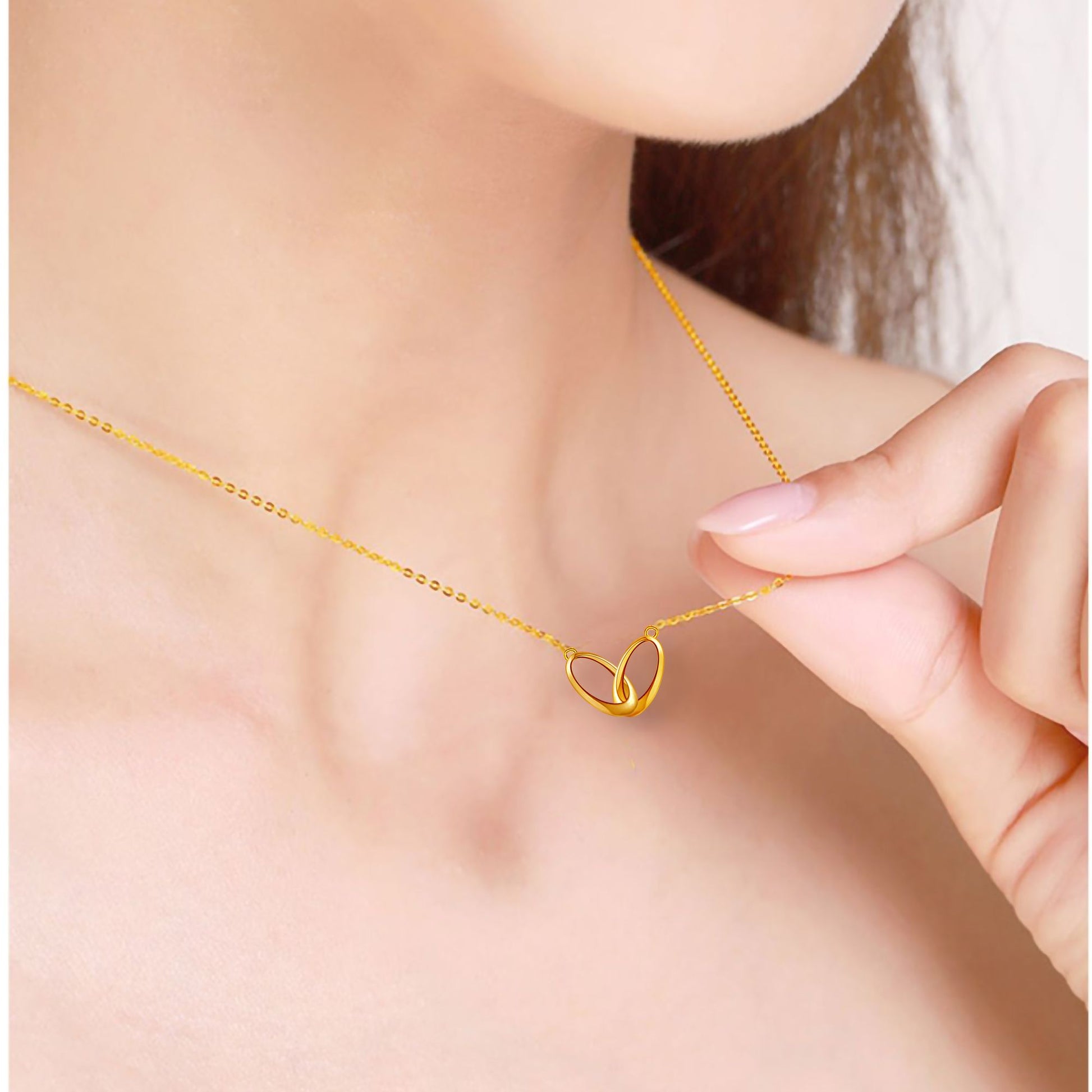 Emma Manor 18k Gold Plated Double Ring Love Heart Pendant Necklace for Women image 4