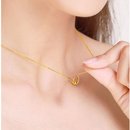 Emma Manor 18k Gold Plated Double Ring Love Heart Pendant Necklace for Women image 4