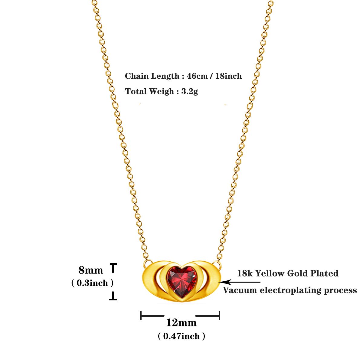 Emma Manor 18k Gold Plated Mini Double Love Heart Pendant Necklace for Women image 11