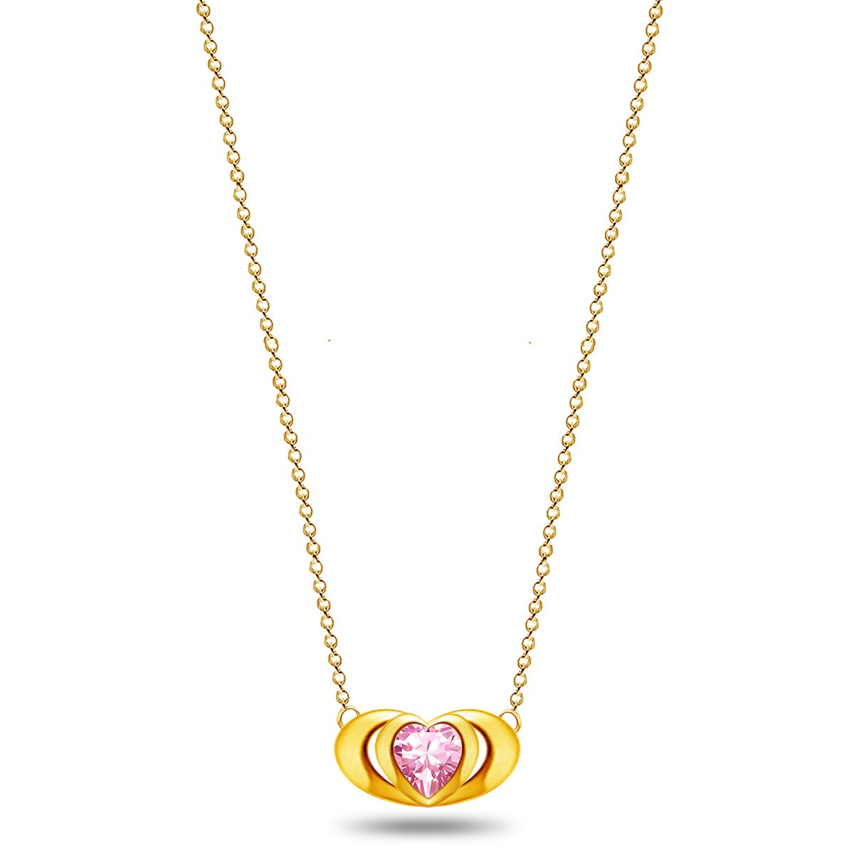 Emma Manor 18k Gold Plated Mini Double Love Heart Pendant Necklace for Women image 1