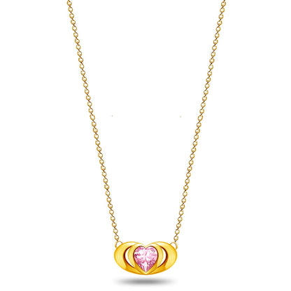 Emma Manor 18k Gold Plated Mini Double Love Heart Pendant Necklace for Women image 1