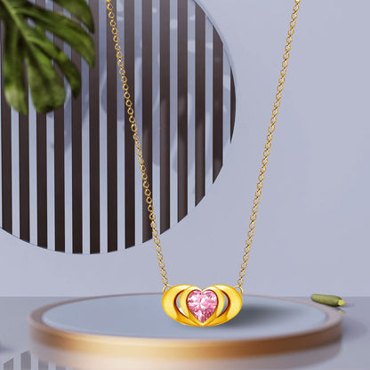 Emma Manor 18k Gold Plated Mini Double Love Heart Pendant Necklace for Women image 2