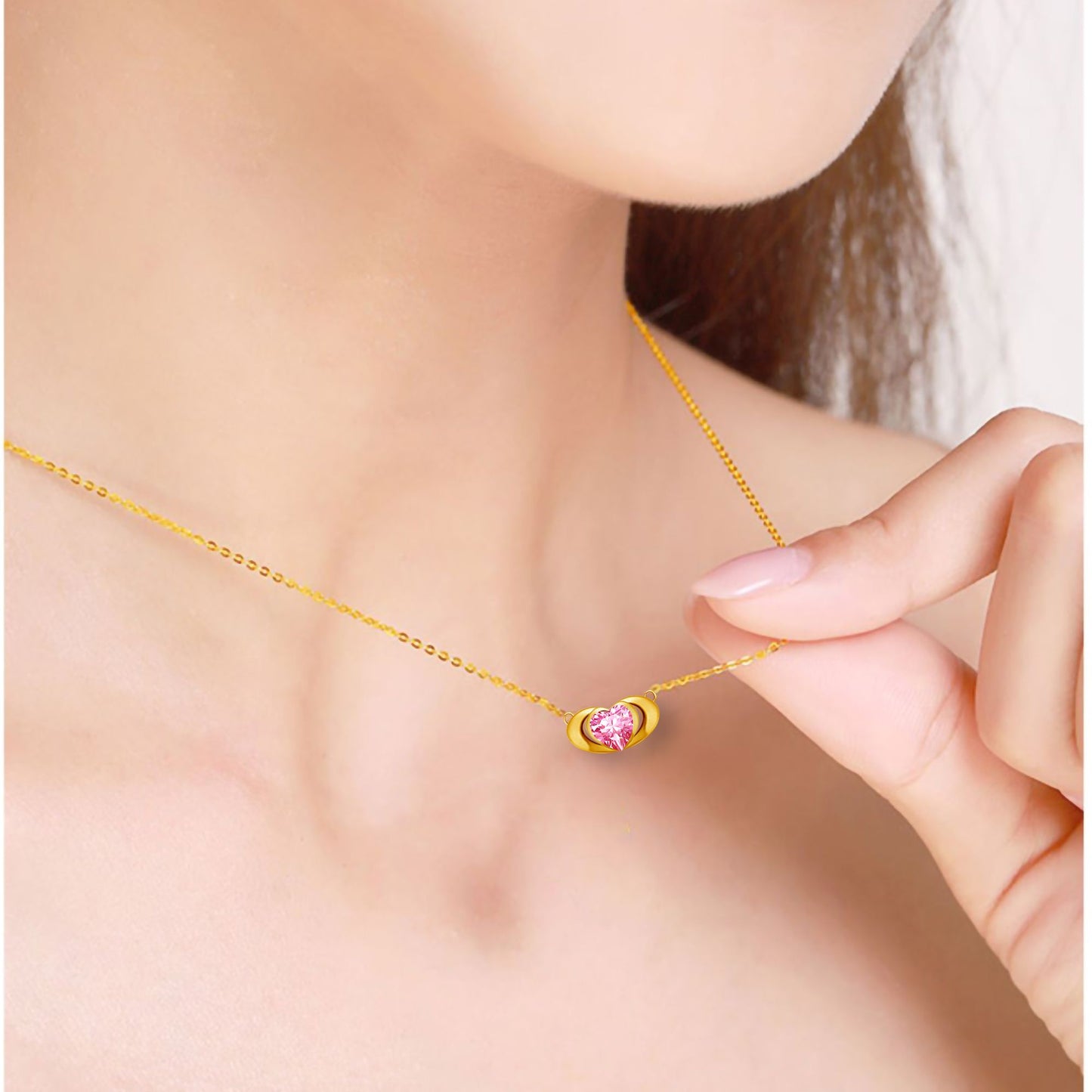 Emma Manor 18k Gold Plated Mini Double Love Heart Pendant Necklace for Women image 3