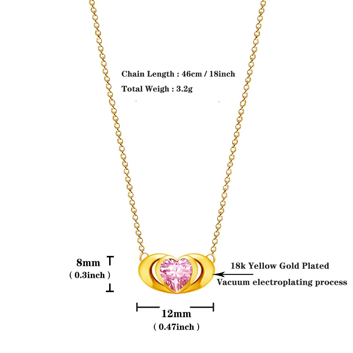 Emma Manor 18k Gold Plated Mini Double Love Heart Pendant Necklace for Women image 4