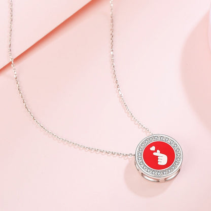 Emma Manor 925 Sterling Silver 5A CZ Diamond Enamel Finger Kiss Pendant Necklace for Women image 3