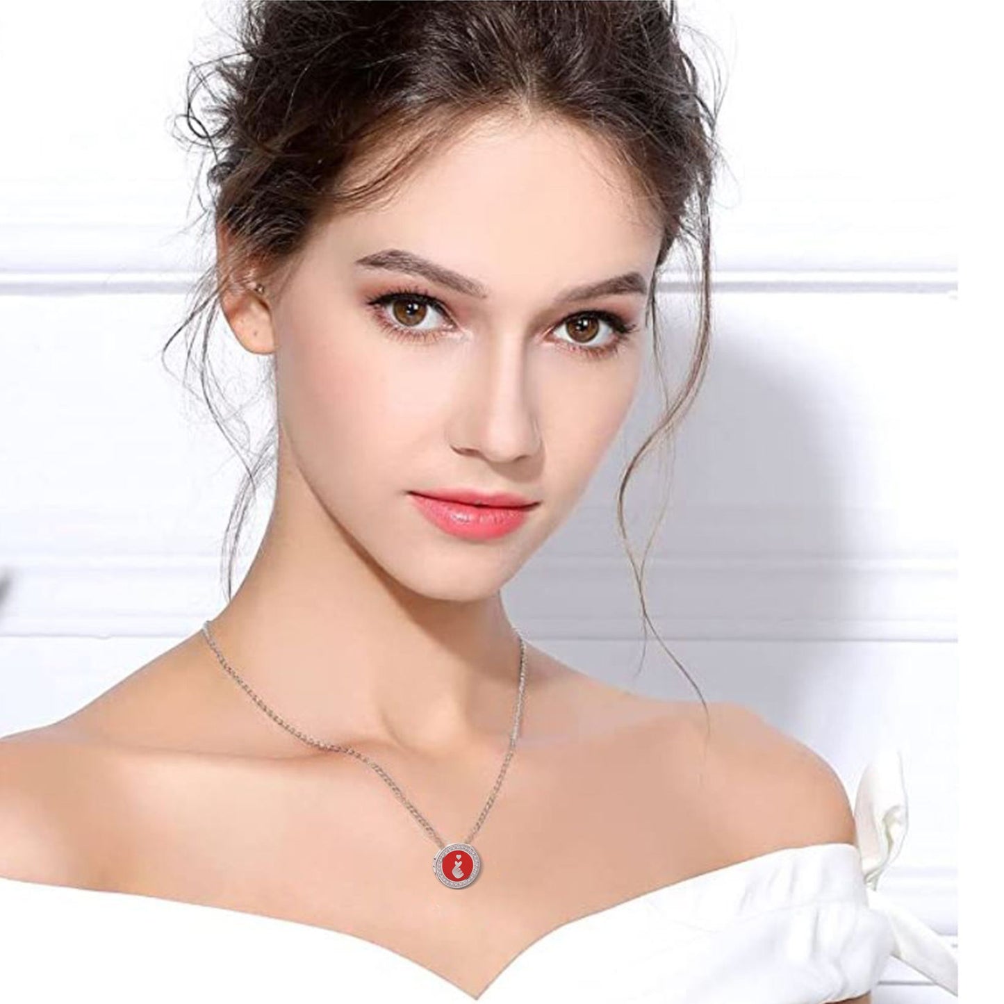 Emma Manor 925 Sterling Silver 5A CZ Diamond Enamel Finger Kiss Pendant Necklace for Women image 5