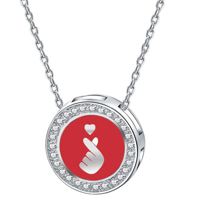 Emma Manor 925 Sterling Silver 5A CZ Diamond Enamel Finger Kiss Pendant Necklace for Women image 1
