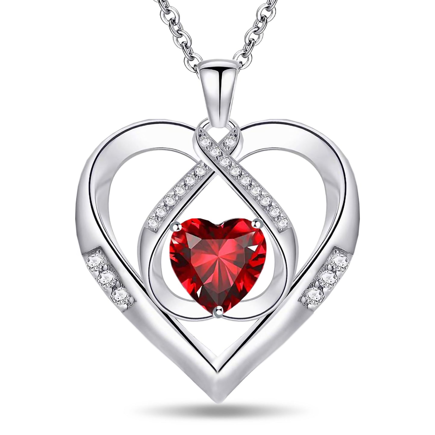 Emma Manor 925 Sterling Silver 5A Heart CZ Diamond Triple Heart Pendant Necklace for Women image 1