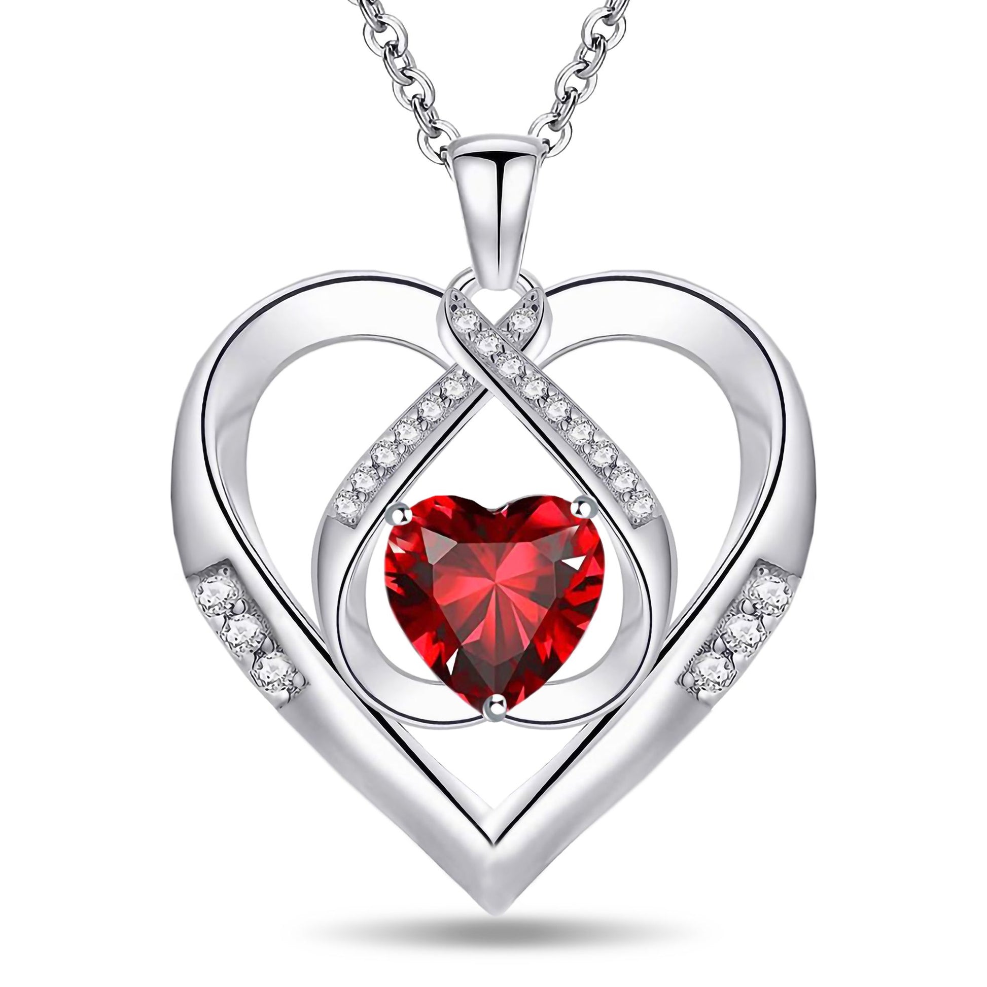 Emma Manor 925 Sterling Silver 5A Heart CZ Diamond Triple Heart Pendant Necklace for Women image 1