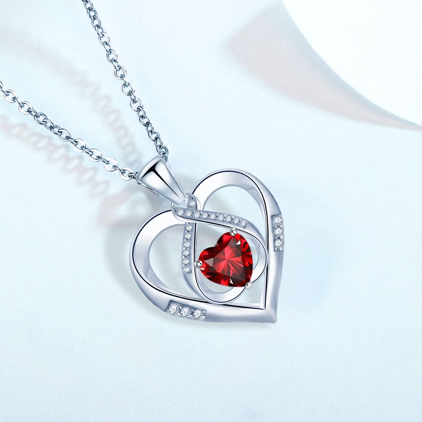 Emma Manor 925 Sterling Silver 5A Heart CZ Diamond Triple Heart Pendant Necklace for Women image 3