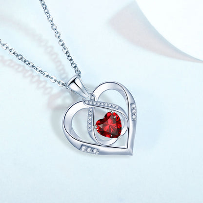 Emma Manor 925 Sterling Silver 5A Heart CZ Diamond Triple Heart Pendant Necklace for Women image 3