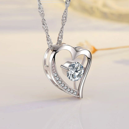 Emma Manor Heart Necklace 14K White Gold Plated Round Cut Cubic Zirconia Forever Lover Heart Pendant Necklace for Women  image 17