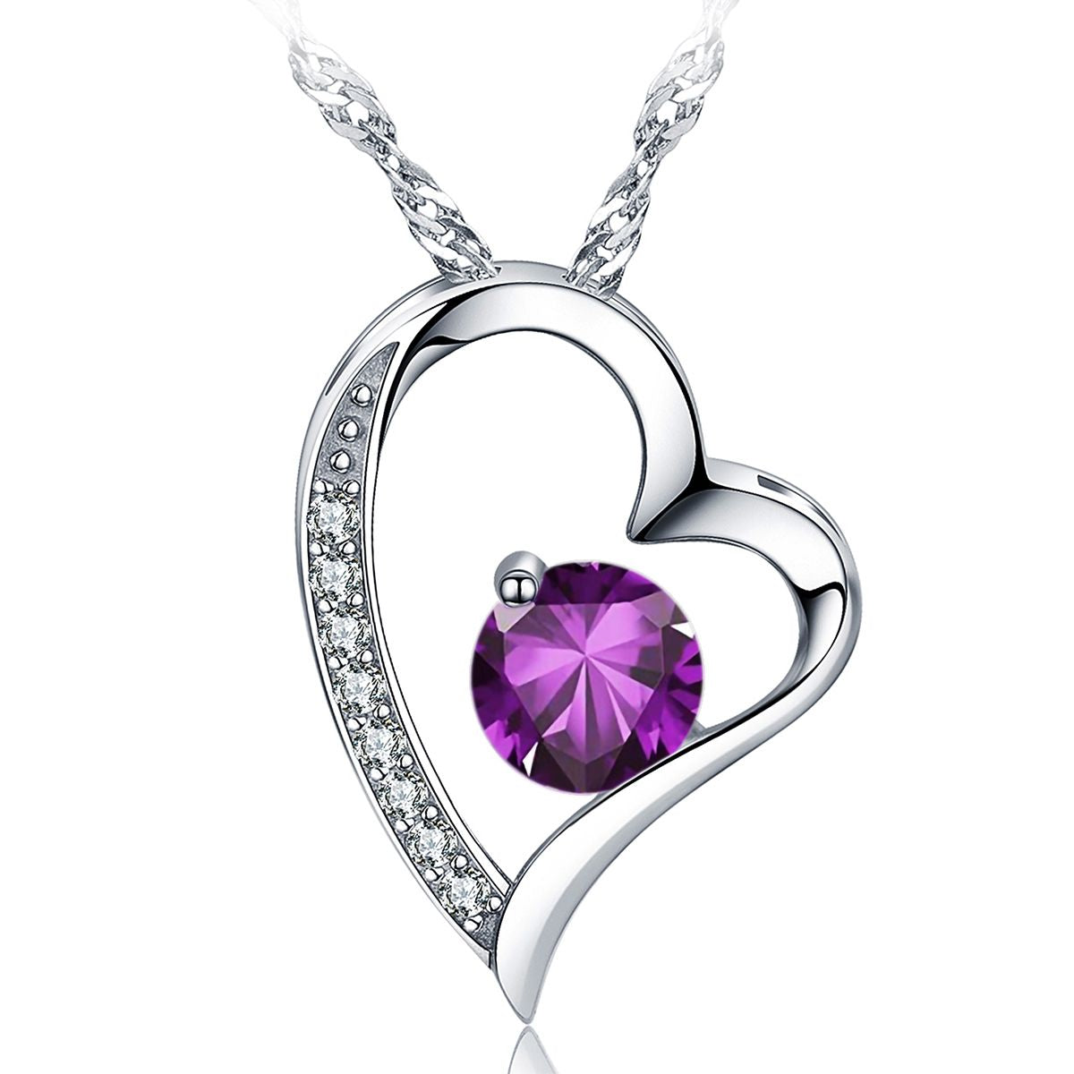 Emma Manor Heart Necklace 14K White Gold Plated Round Cut Cubic Zirconia Forever Lover Heart Pendant Necklace for Women  image 6