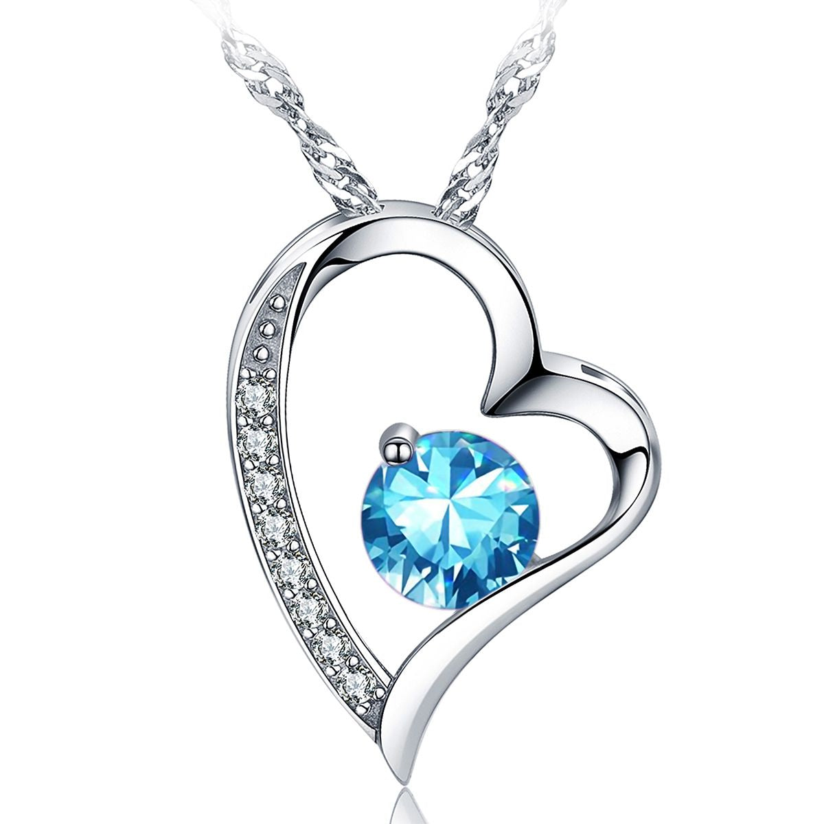 Emma Manor Heart Necklace 14K White Gold Plated Round Cut Cubic Zirconia Forever Lover Heart Pendant Necklace for Women  image 11