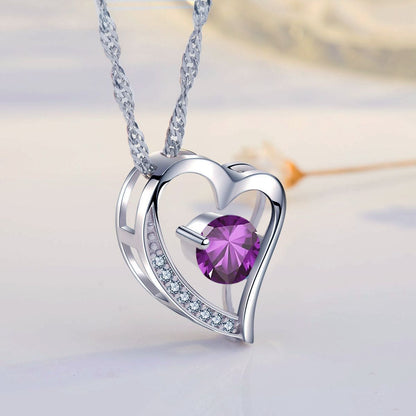 Emma Manor Heart Necklace 14K White Gold Plated Round Cut Cubic Zirconia Forever Lover Heart Pendant Necklace for Women  image 7