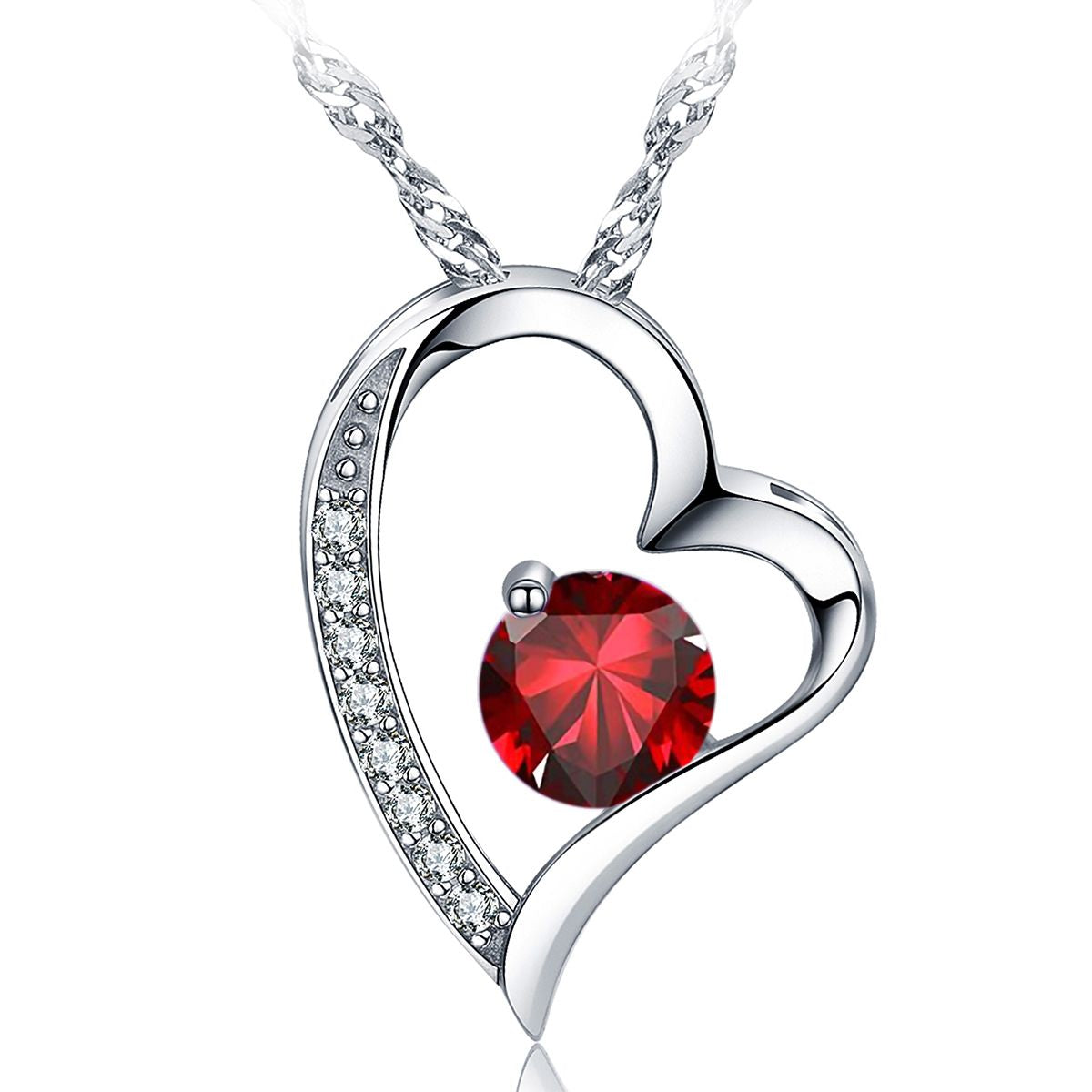 Emma Manor Heart Necklace 14K White Gold Plated Round Cut Cubic Zirconia Forever Lover Heart Pendant Necklace for Women  image 1