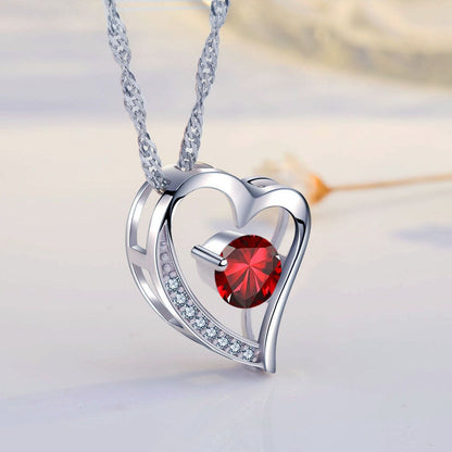 Emma Manor Heart Necklace 14K White Gold Plated Round Cut Cubic Zirconia Forever Lover Heart Pendant Necklace for Women  image 2
