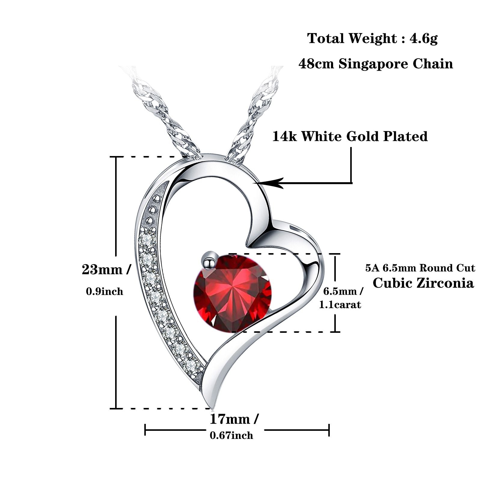 Emma Manor Heart Necklace 14K White Gold Plated Round Cut Cubic Zirconia Forever Lover Heart Pendant Necklace for Women  image 3