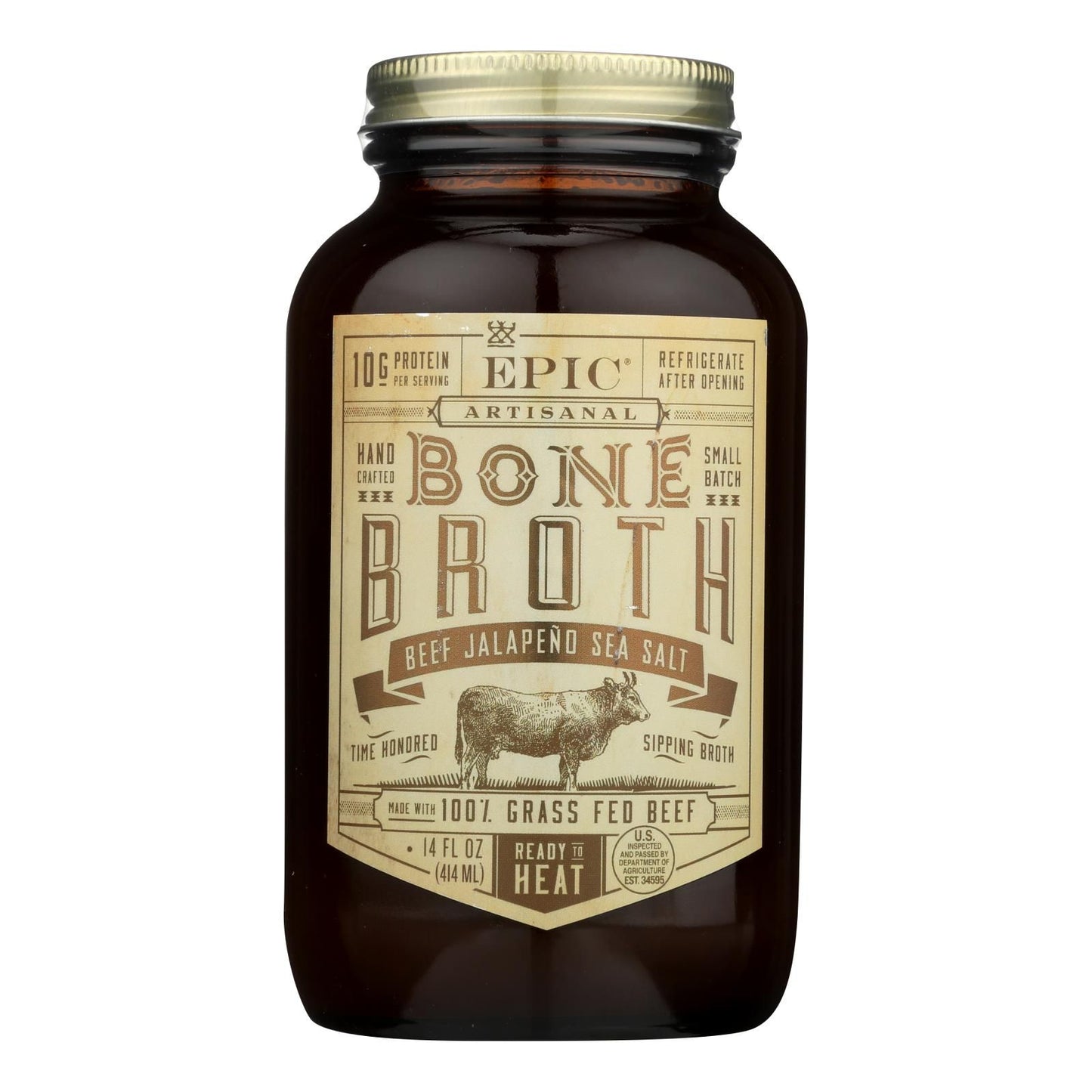 Epic Bone Broth-beef-jalapeno Sea Salt - Case Of 6 - 14 Fz image 1