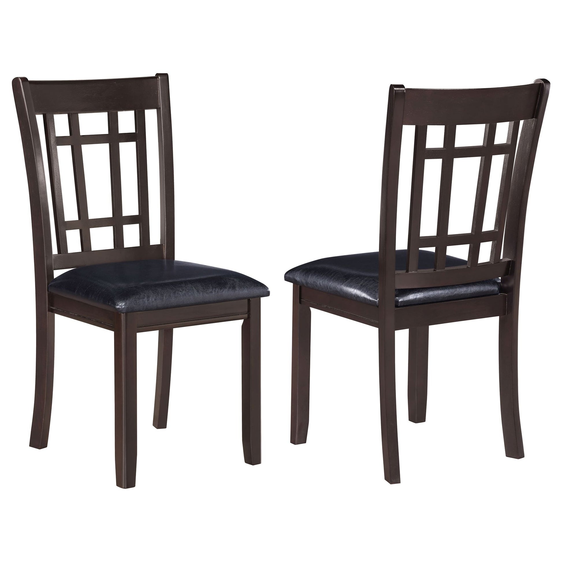 Espresso and Black Lattice Back Side Chairs (Set of 2) image 2