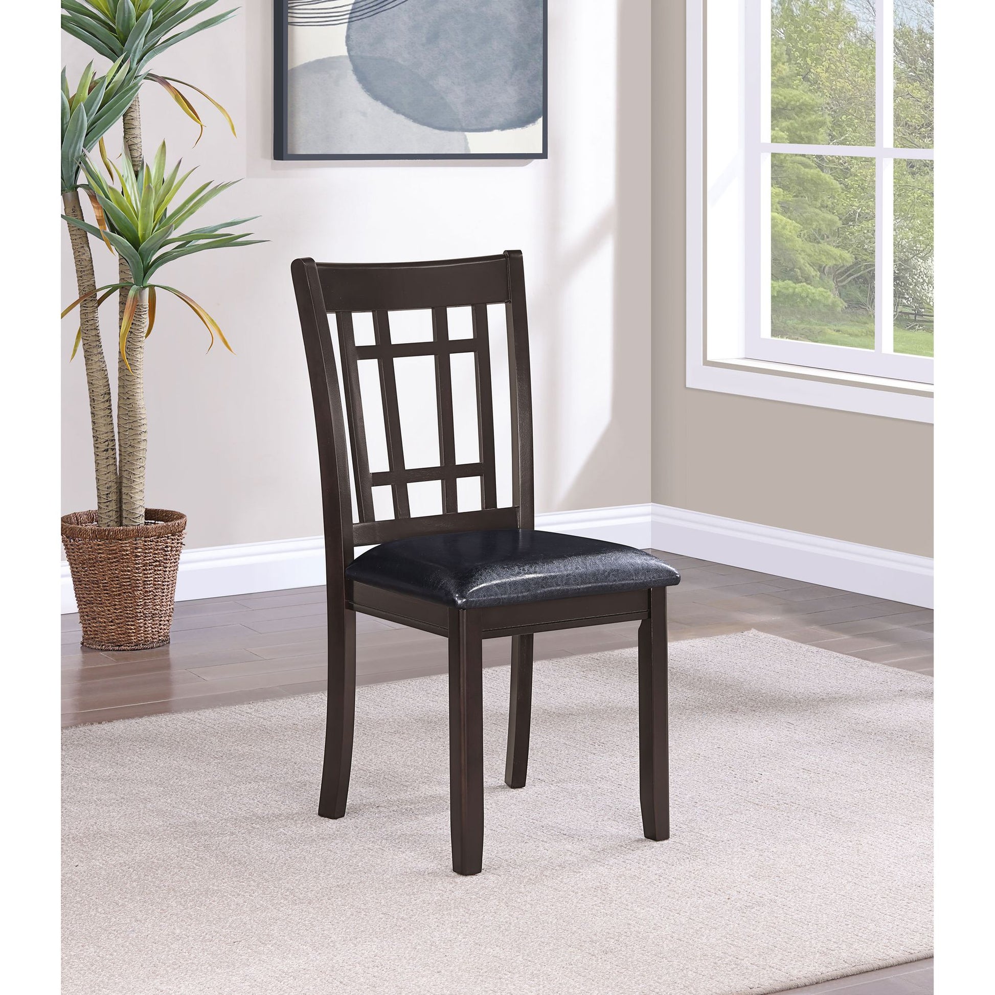 Espresso and Black Lattice Back Side Chairs (Set of 2) image 1
