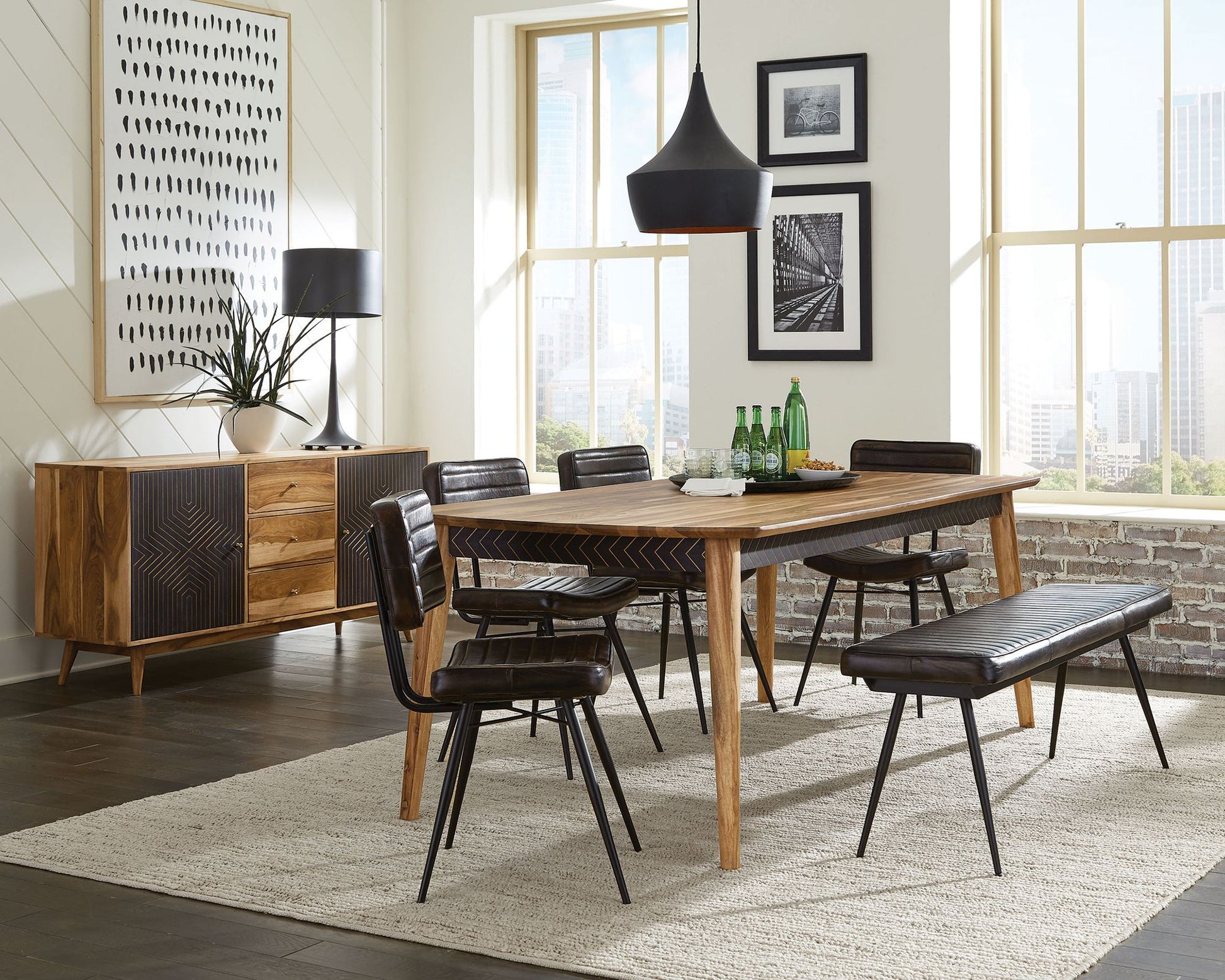 Espresso and Black Tufted Cushion Side Bench image 8