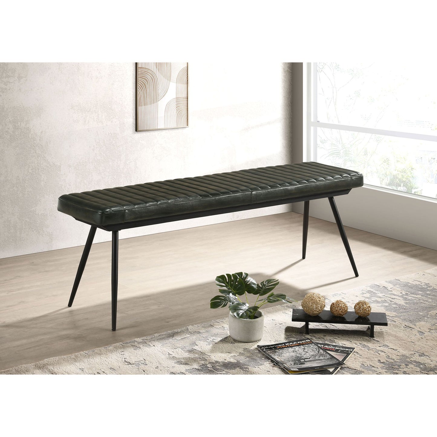Espresso and Black Tufted Cushion Side Bench image 1