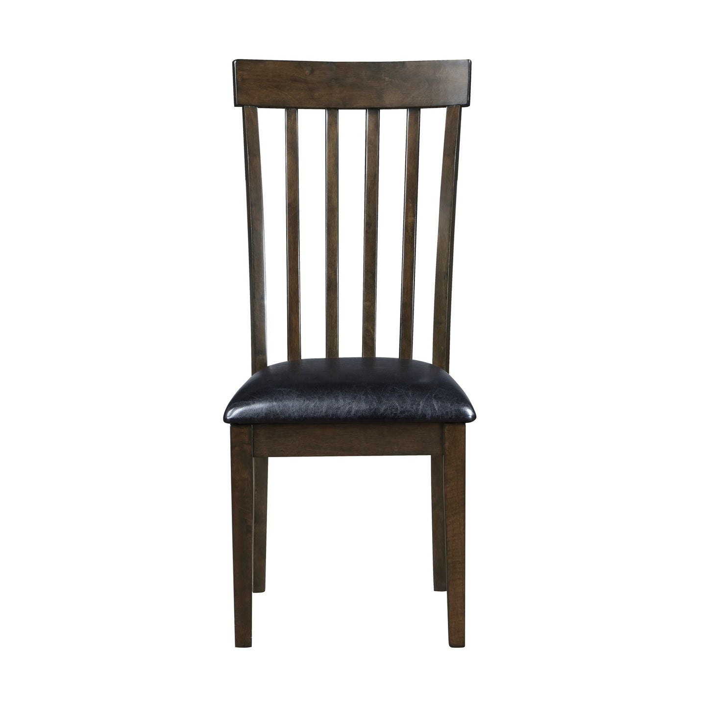 Espresso Finish Set of 2 Chairs Black Faux Leather Upholstered Seat Wooden Kitchen Dining Room Furniture image 4