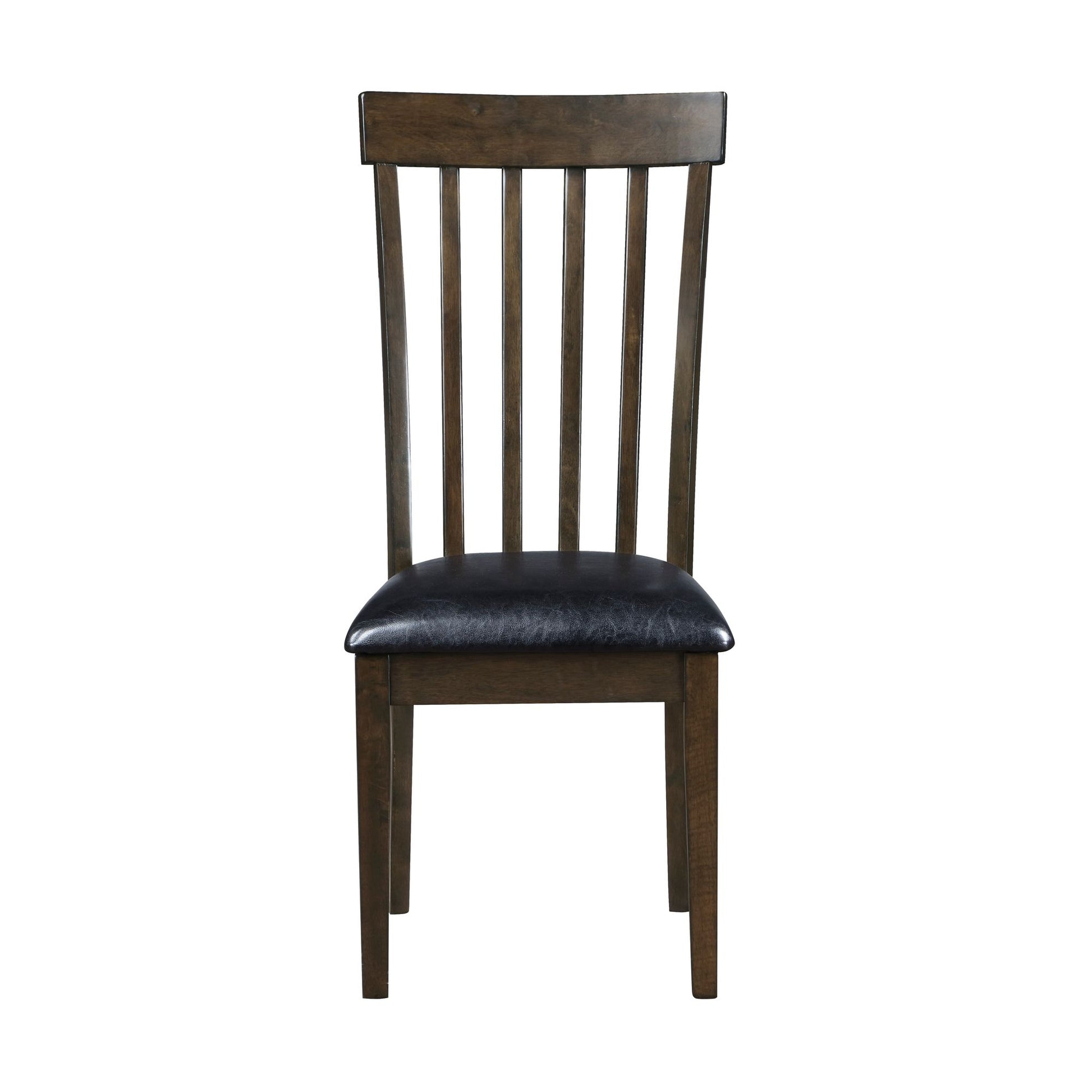 Espresso Finish Set of 2 Chairs Black Faux Leather Upholstered Seat Wooden Kitchen Dining Room Furniture image 4