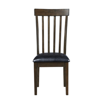 Espresso Finish Set of 2 Chairs Black Faux Leather Upholstered Seat Wooden Kitchen Dining Room Furniture image 4