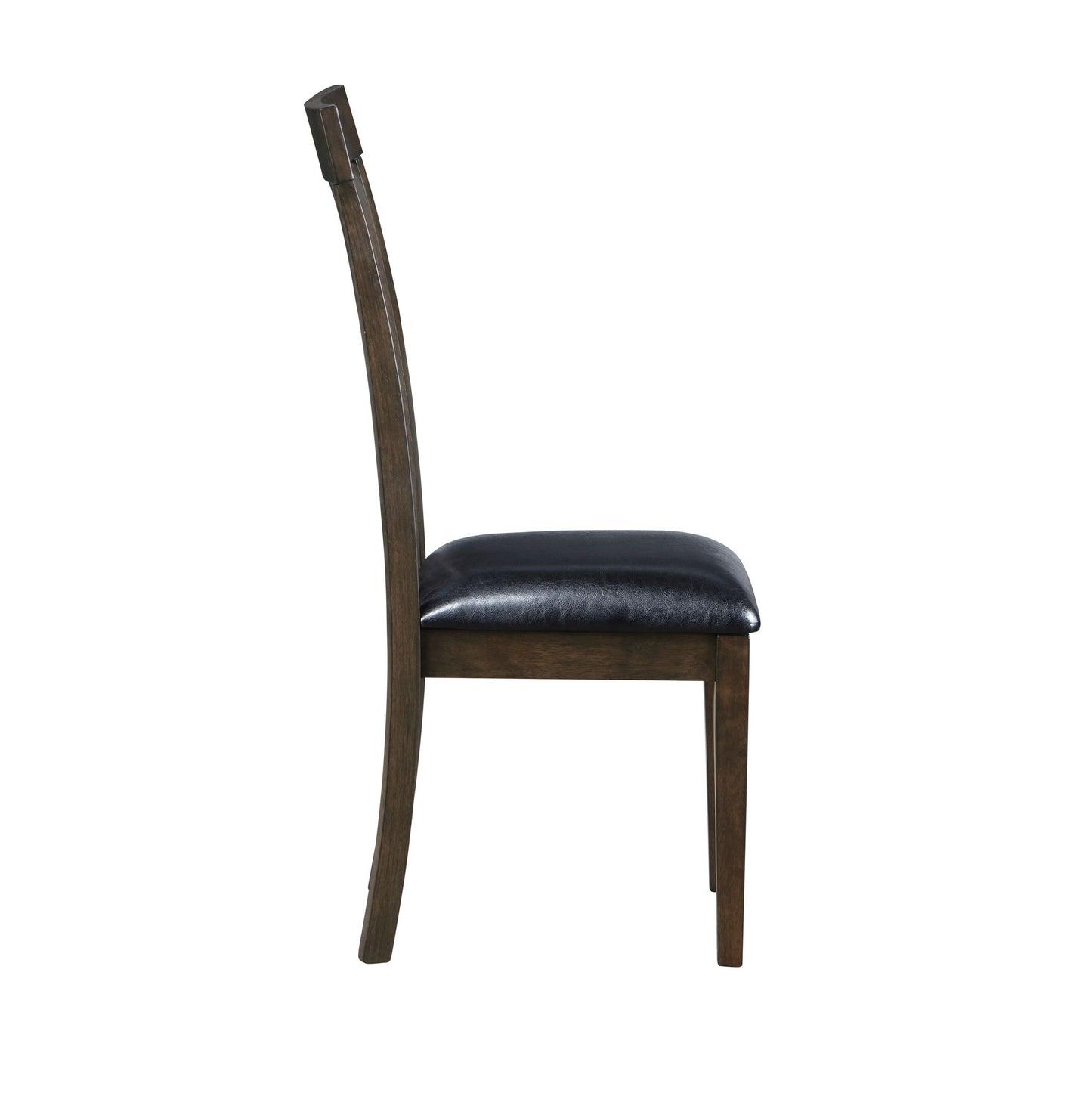 Espresso Finish Set of 2 Chairs Black Faux Leather Upholstered Seat Wooden Kitchen Dining Room Furniture image 5