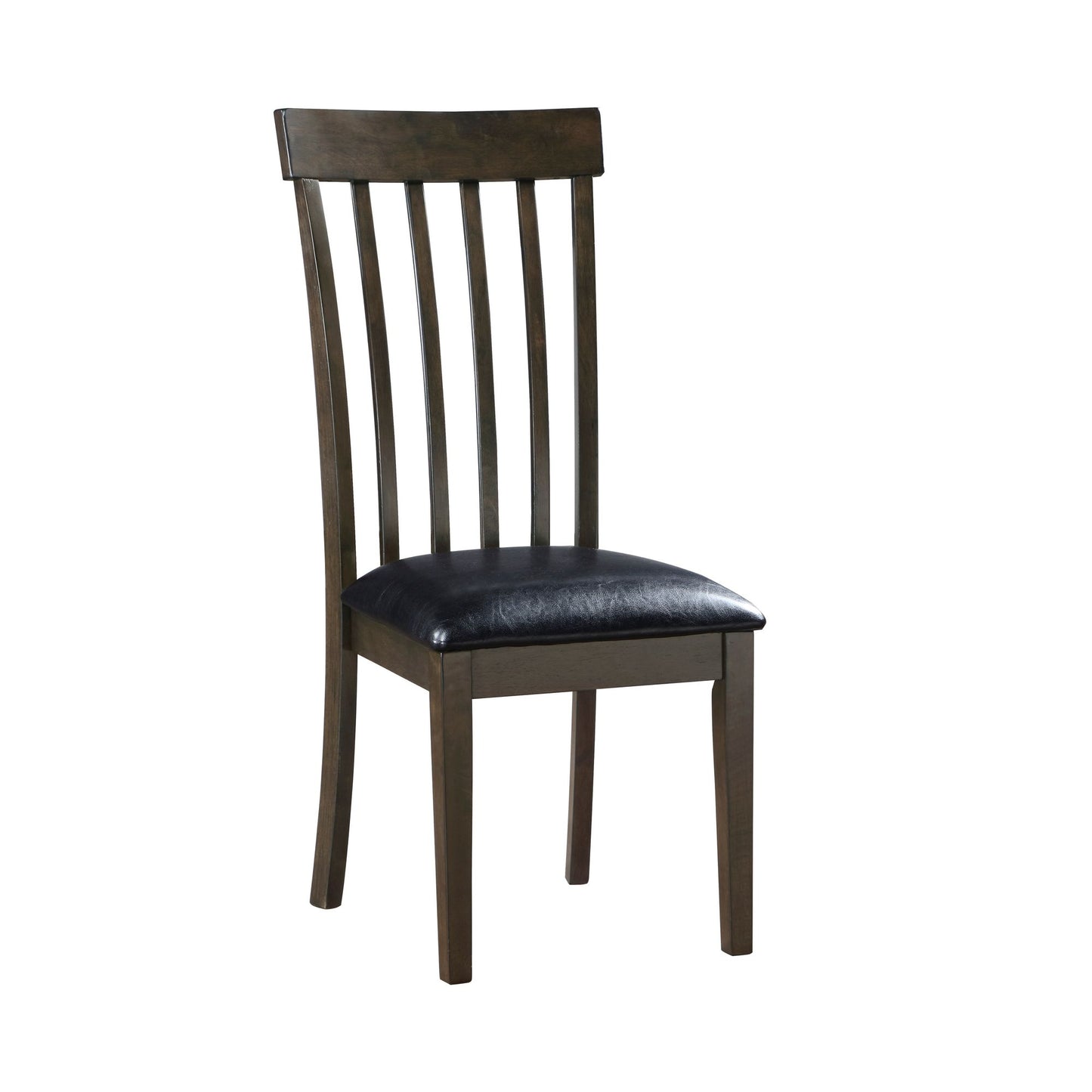 Espresso Finish Set of 2 Chairs Black Faux Leather Upholstered Seat Wooden Kitchen Dining Room Furniture image 3