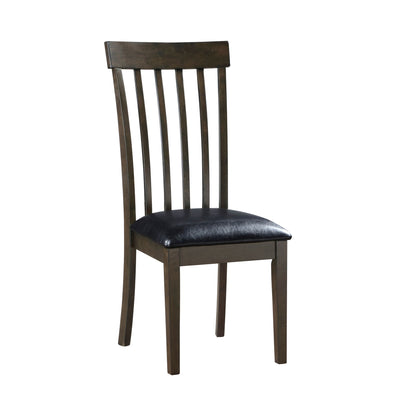 Espresso Finish Set of 2 Chairs Black Faux Leather Upholstered Seat Wooden Kitchen Dining Room Furniture image 3