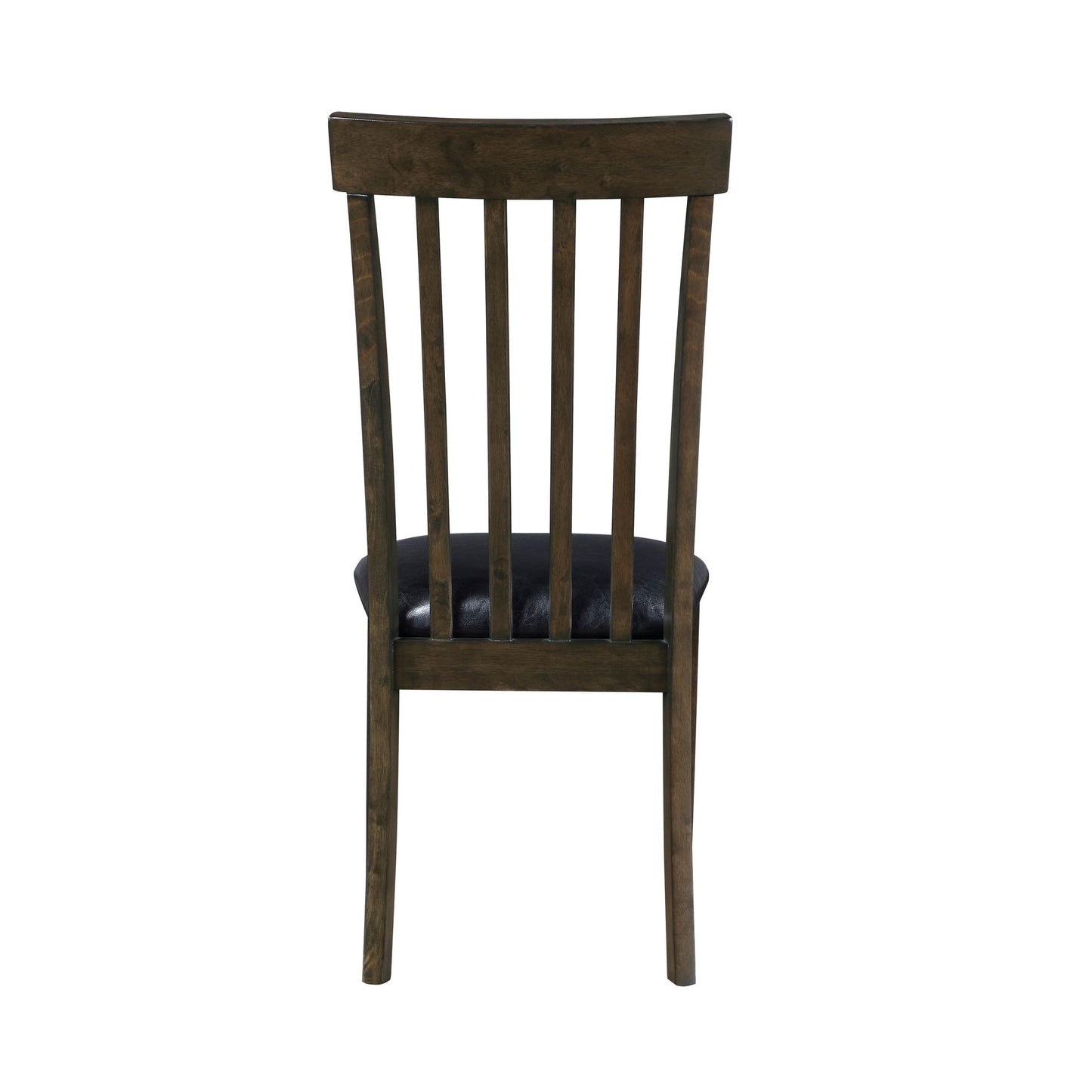 Espresso Finish Set of 2 Chairs Black Faux Leather Upholstered Seat Wooden Kitchen Dining Room Furniture image 6